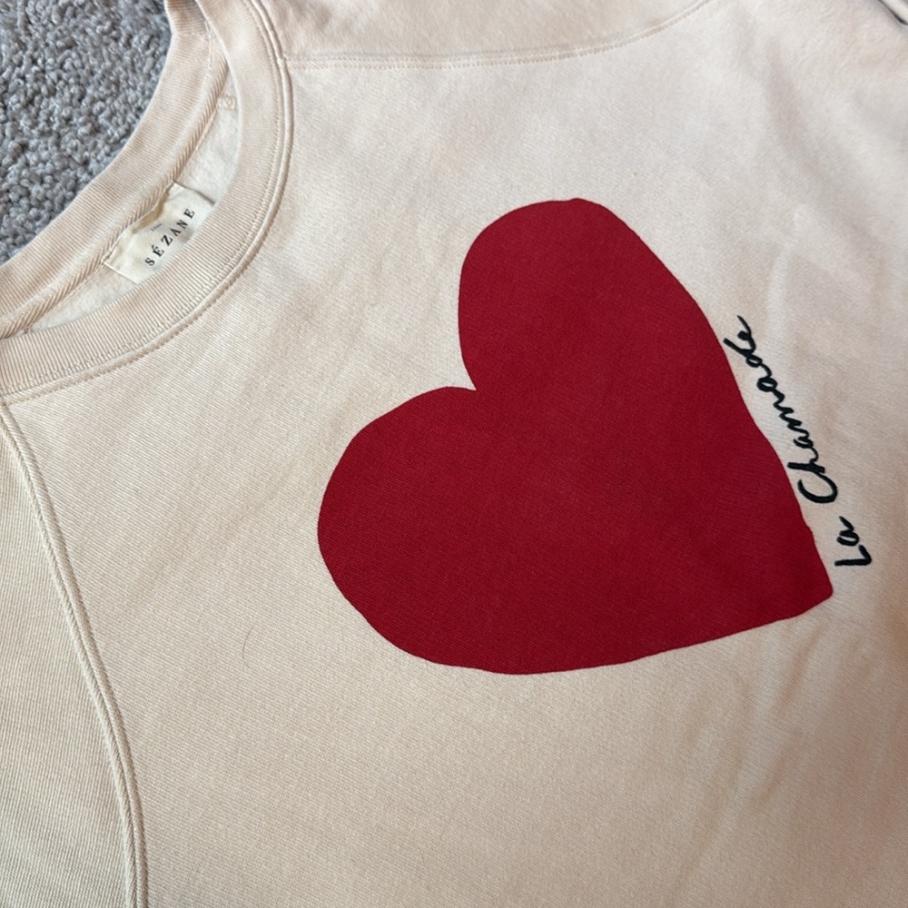 Crew Pullover with Red Heart - Picture 2 of 3